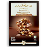 70% Intense Dark Chocolate 30% Hazelnut & Pista - 50g/100g/200g