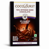 70% Intense Dark Chocolate || 30% Cranberry & Blueberry