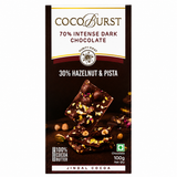 70% Intense Dark Chocolate || 30% Hazelnut & Pista