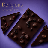 70% Intense Dark Chocolate || 30% Cranberry & Blueberry