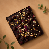70% Intense Dark Chocolate || 30% Hazelnut & Pista