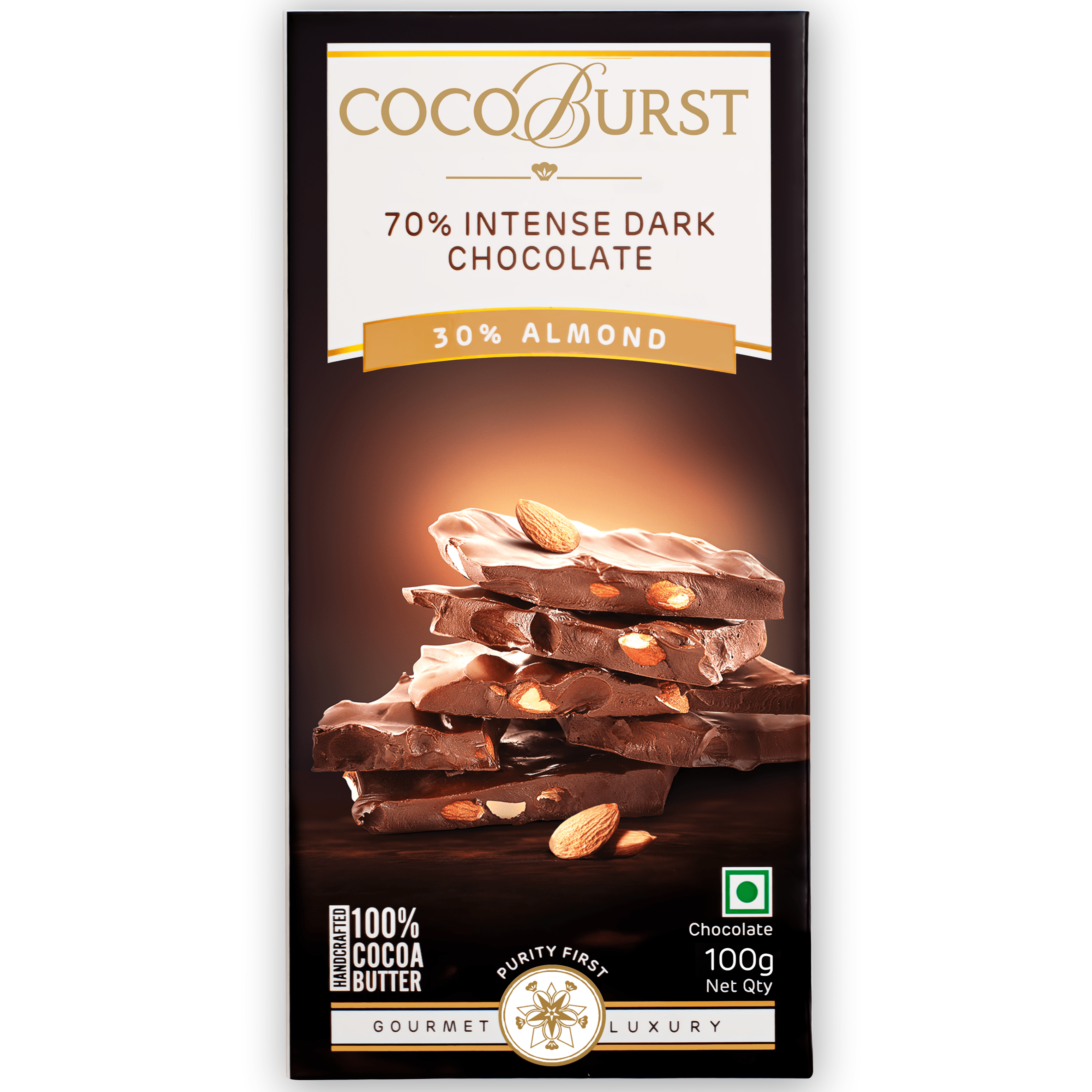 70% Intense Dark Chocolate 30% Roasted Almonds - 50g/100g/200g