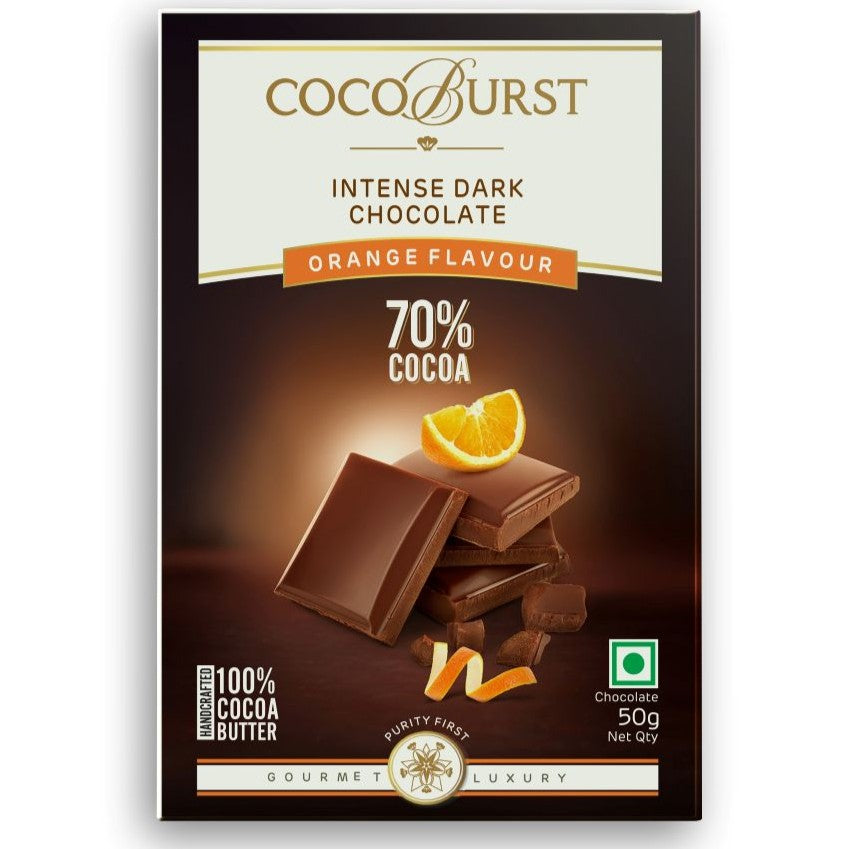 70% Intense Dark Chocolate Orange Flavour - 50g/100g/200g