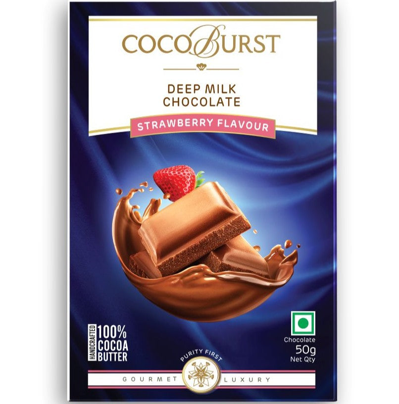Deep Milk Chocolate Strawberry Flavour -  50g/100g/200g
