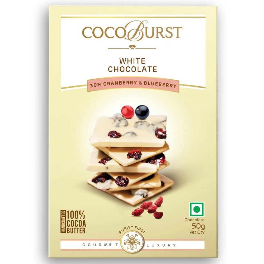 White Chocolate 30% Cranberry & Blueberry - 50g/100g/200g